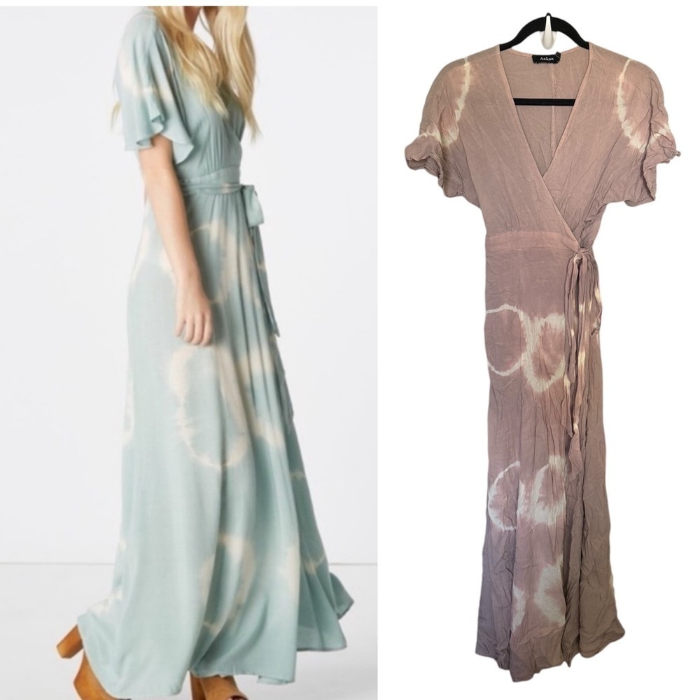 Aakaa Tie Dye Wrap Maxi Dress